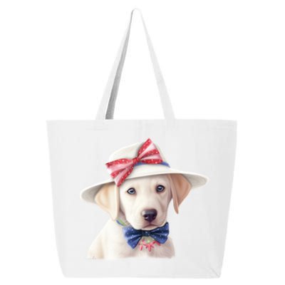 Labrador Puppy USA Flag American Dogs Patriotic 4th Of July 25L Jumbo Tote