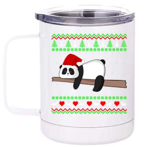 Lazy Panda Ugly Christmas Sweater Gift 12 oz Stainless Steel Tumbler Cup