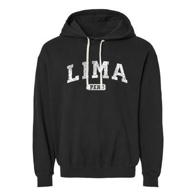 Lima Peru Vintage Sports Design Garment-Dyed Fleece Hoodie