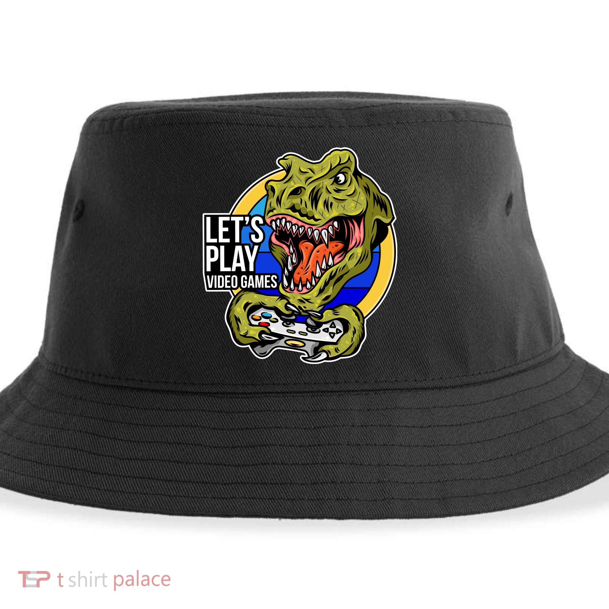 Lets Play Video Games T Rex Sustainable Bucket Hat