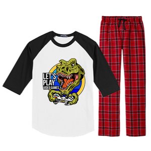 Lets Play Video Games T Rex Raglan Sleeve Pajama Set