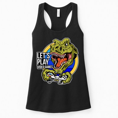Lets Play Video Games T Rex Womens Tank Top