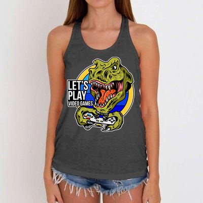 Lets Play Video Games T Rex Women's Knotted Racerback Tank