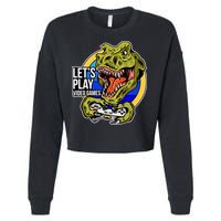 Lets Play Video Games T Rex Cropped Pullover Crew