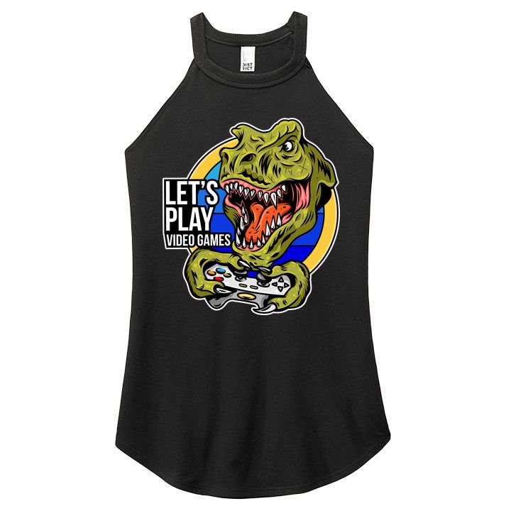 Lets Play Video Games T Rex Women's Perfect Tri Rocker Tank
