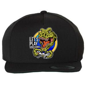 Lets Play Video Games T Rex Wool Snapback Cap