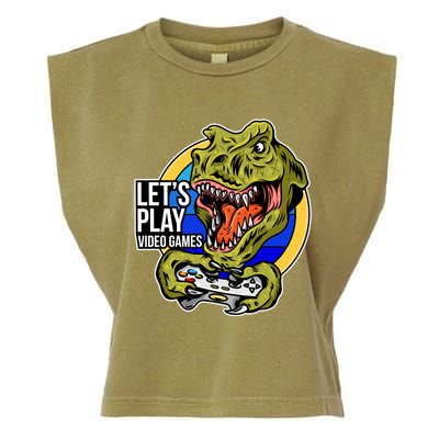 Lets Play Video Games T Rex Garment-Dyed Women's Muscle Tee