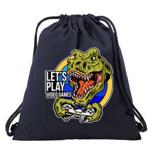 Lets Play Video Games T Rex Drawstring Bag