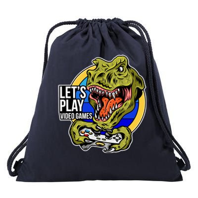 Lets Play Video Games T Rex Drawstring Bag