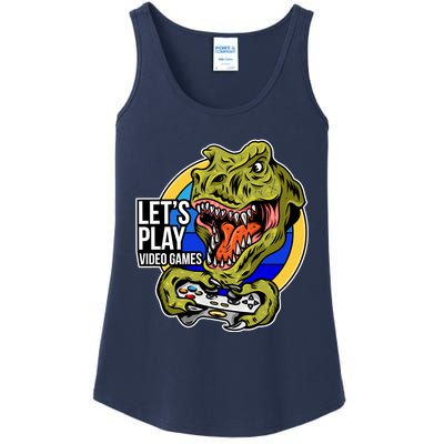 Lets Play Video Games T Rex Ladies Essential Tank