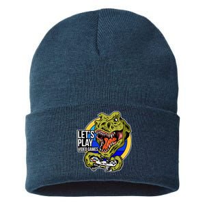 Lets Play Video Games T Rex Sustainable Knit Beanie