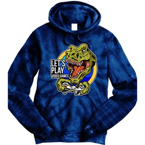 Lets Play Video Games T Rex Tie Dye Hoodie