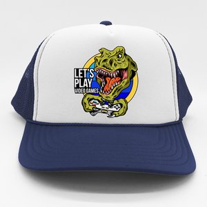 Lets Play Video Games T Rex Trucker Hat