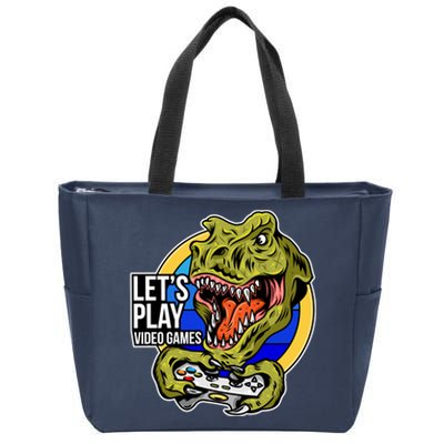 Lets Play Video Games T Rex Zip Tote Bag