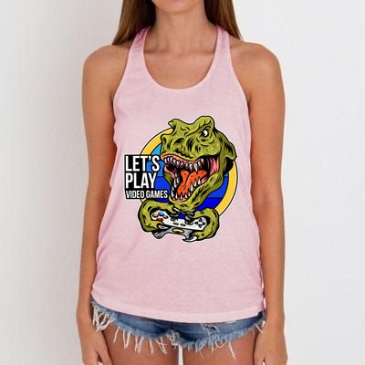 Lets Play Video Games T Rex Women's Knotted Racerback Tank