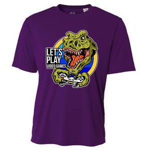 Lets Play Video Games T Rex Cooling Performance Crew T-Shirt