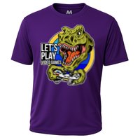 Lets Play Video Games T Rex Cooling Performance Crew T-Shirt