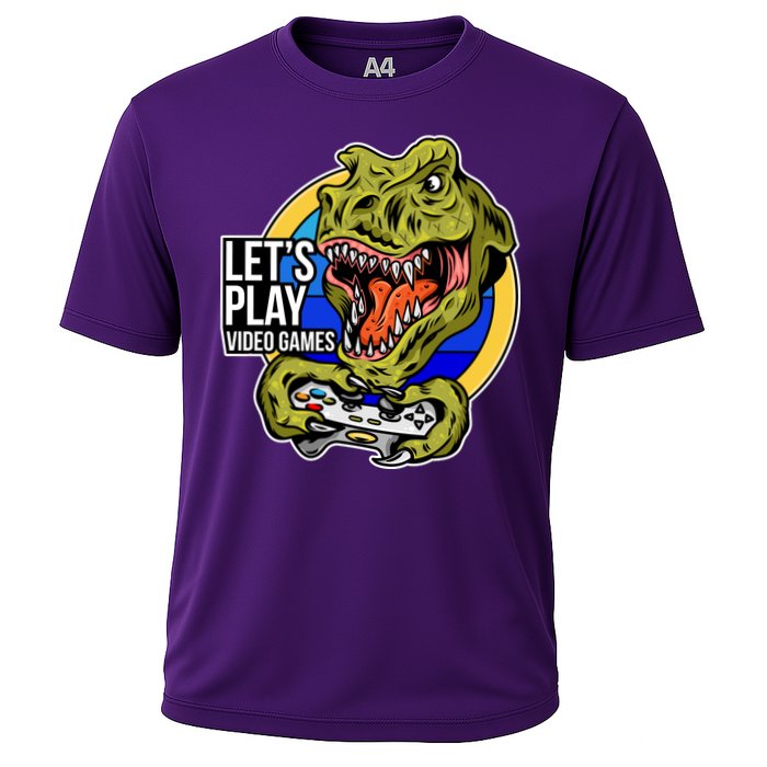 Lets Play Video Games T Rex Cooling Performance Crew T-Shirt