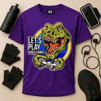 Lets Play Video Games T Rex Cooling Performance Crew T-Shirt