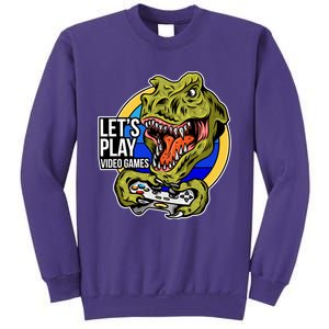 Lets Play Video Games T Rex Sweatshirt