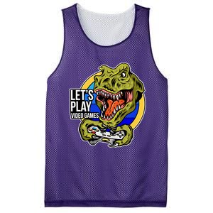 Lets Play Video Games T Rex Mesh Reversible Basketball Jersey Tank