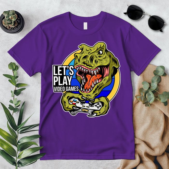 Lets Play Video Games T Rex Premium T-Shirt