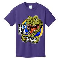 Lets Play Video Games T Rex Kids T-Shirt
