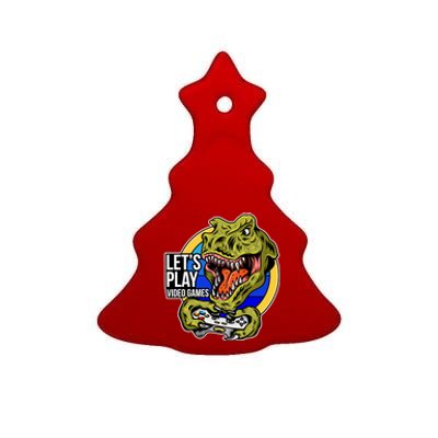 Lets Play Video Games T Rex Ceramic Tree Ornament