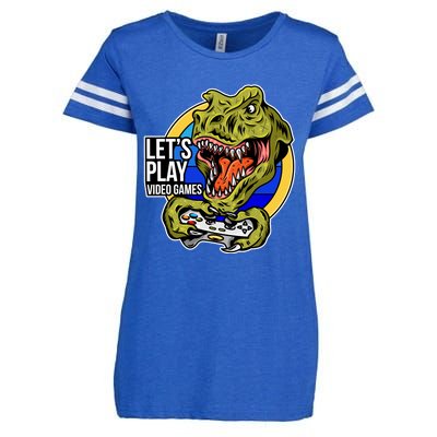 Lets Play Video Games T Rex Enza Ladies Jersey Football T-Shirt