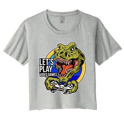 Lets Play Video Games T Rex Women's Crop Top Tee