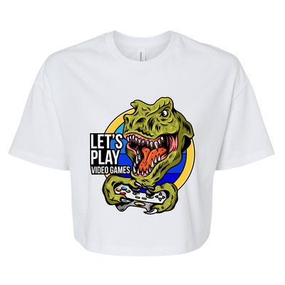 Lets Play Video Games T Rex Bella+Canvas Jersey Crop Tee