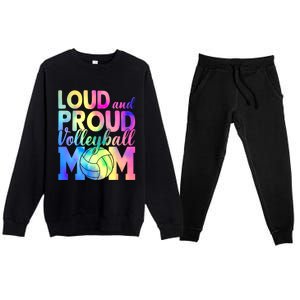 Loud Proud Volleyball Mama Volleyball Mom Game Day Vibes Great Gift Premium Crewneck Sweatsuit Set