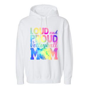 Loud Proud Volleyball Mama Volleyball Mom Game Day Vibes Great Gift Garment-Dyed Fleece Hoodie