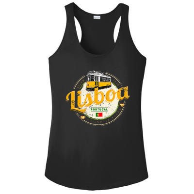 Lisbon Portugal With Retro Tram Vintage Souvenir Ladies PosiCharge Competitor Racerback Tank