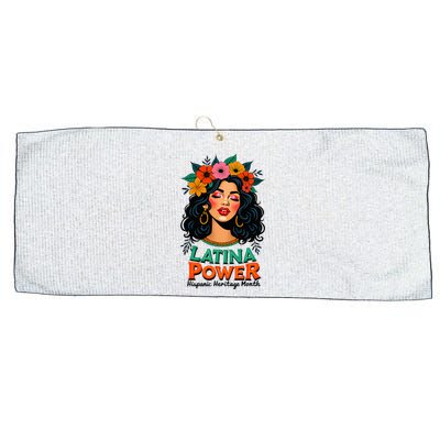 Latina Power Wo Hispanic Heritage Month 2024 Flowers Large Microfiber Waffle Golf Towel