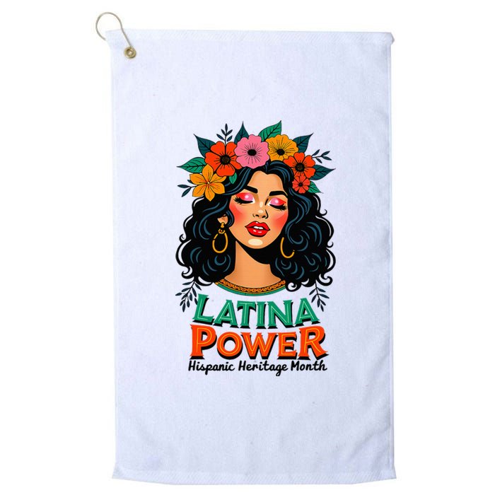 Latina Power Wo Hispanic Heritage Month 2024 Flowers Platinum Collection Golf Towel