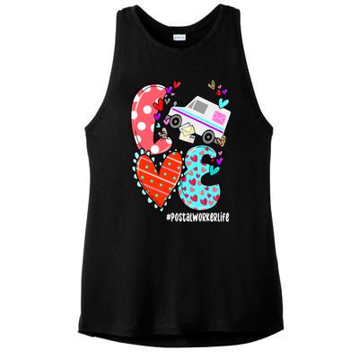 Love Postal Worker Life Leopard Heart ValentineS Day Gifts Ladies PosiCharge Tri-Blend Wicking Tank