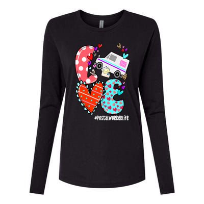 Love Postal Worker Life Leopard Heart ValentineS Day Gifts Womens Cotton Relaxed Long Sleeve T-Shirt