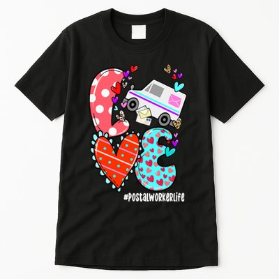 Love Postal Worker Life Leopard Heart ValentineS Day Gifts Tall T-Shirt