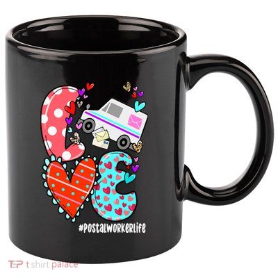 Love Postal Worker Life Leopard Heart ValentineS Day Gifts 11oz C Handle Ceramic Mug