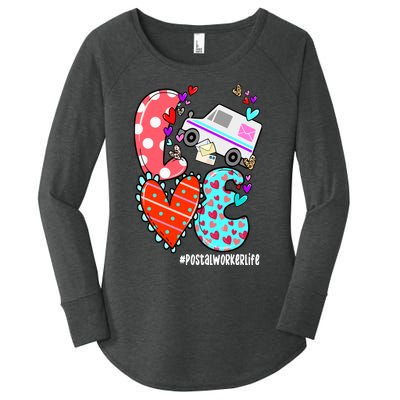 Love Postal Worker Life Leopard Heart ValentineS Day Gifts Women's Perfect Tri Tunic Long Sleeve Shirt