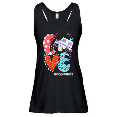 Love Postal Worker Life Leopard Heart ValentineS Day Gifts Ladies Essential Flowy Tank