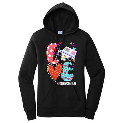 Love Postal Worker Life Leopard Heart ValentineS Day Gifts Women's Pullover Hoodie