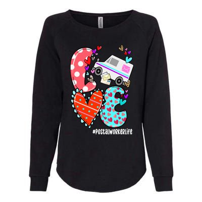 Love Postal Worker Life Leopard Heart ValentineS Day Gifts Womens California Wash Sweatshirt