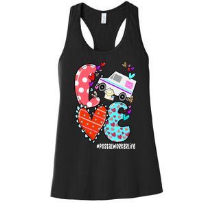 Love Postal Worker Life Leopard Heart ValentineS Day Gifts Women's Racerback Tank