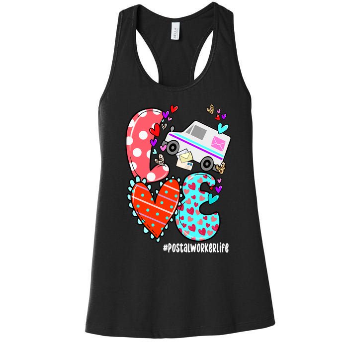 Love Postal Worker Life Leopard Heart ValentineS Day Gifts Women's Racerback Tank