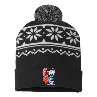 Love Postal Worker Life Leopard Heart ValentineS Day Gifts USA-Made Snowflake Beanie