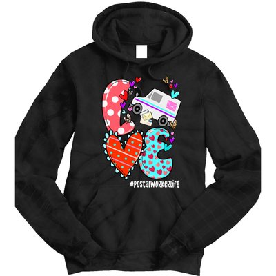 Love Postal Worker Life Leopard Heart ValentineS Day Gifts Tie Dye Hoodie