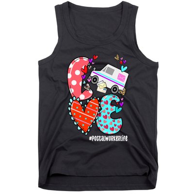 Love Postal Worker Life Leopard Heart ValentineS Day Gifts Tank Top