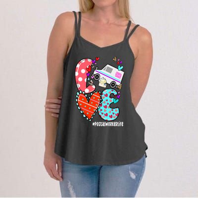 Love Postal Worker Life Leopard Heart ValentineS Day Gifts Women's Strappy Tank